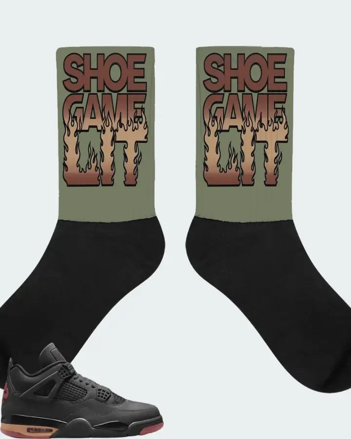 Air Jordan 4 London 2026 Sneaker Matching Olive Socks - Shoe Game Lit Refreshed