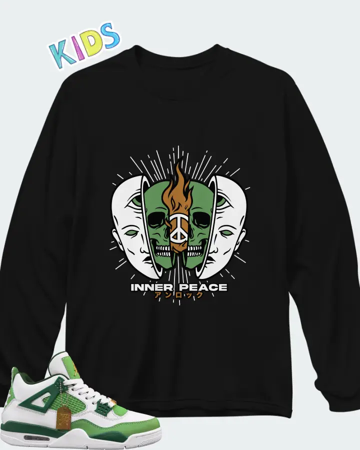 Air Jordan 4 Green Matching Kid's Long Sleeve T-Shirt