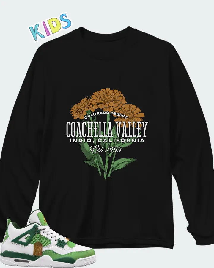 Air Jordan 4 Green Matching Kid's Long Sleeve T-Shirt