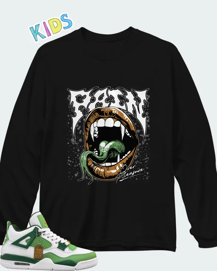Air Jordan 4 Green Matching Kid's Long Sleeve T-Shirt