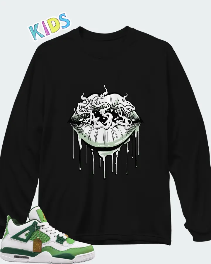 Air Jordan 4 Green Matching Kid's Long Sleeve T-Shirt
