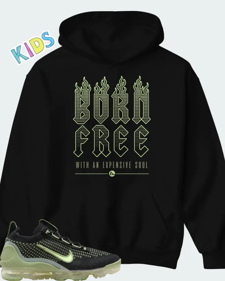 Nike Air VaporMax 2021 Flyknit GS Black Vintage Green Matching Kid's Hoodie