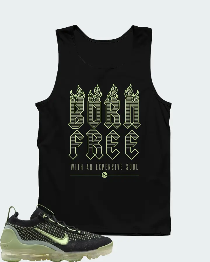 Nike Air VaporMax 2021 Flyknit GS Black Vintage Green Matching Tank Top