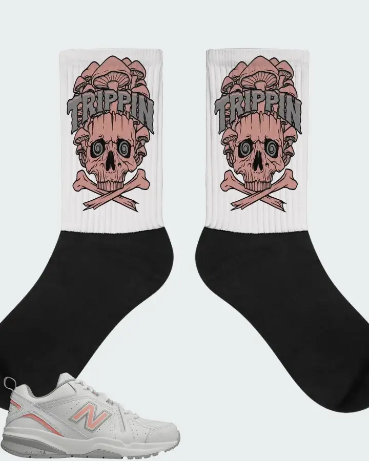 New Balance White Pink Matching Socks
