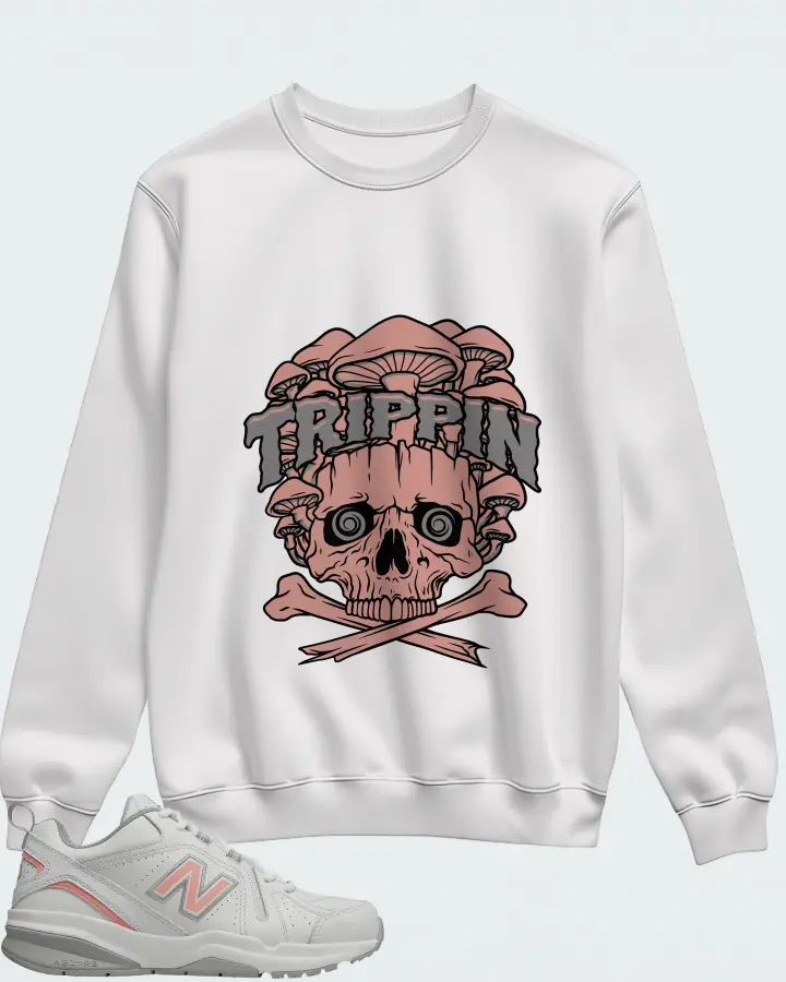 New Balance White Pink Matching Sweatshirt