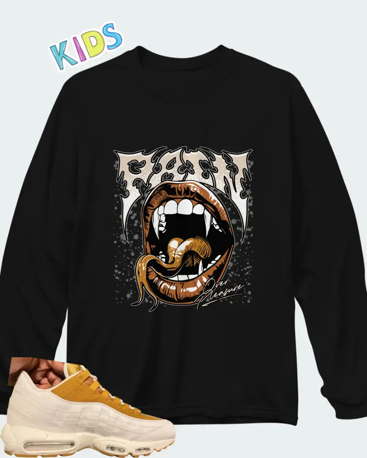 Nike Air Max 95 By You Beige Wheat Matching Kid's Long Sleeve T-Shirt