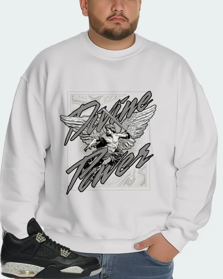 Jordan 4 Retro Sneaker Matching White Sweatshirt (Divine Power) - View 6