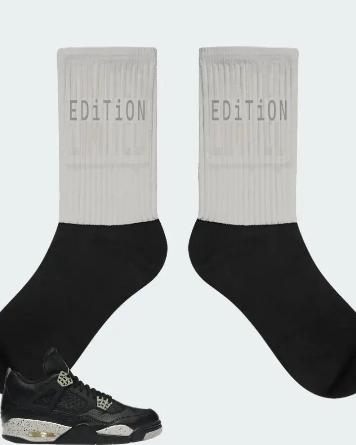 Jordan 4 Retro Sneaker Matching Grey Socks - LIMITED EDITION