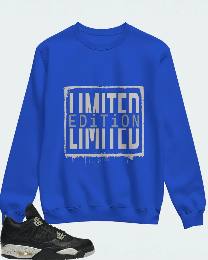 Jordan 4 Retro Sneaker Matching Royal Blue Sweatshirt - LIMITED EDITION