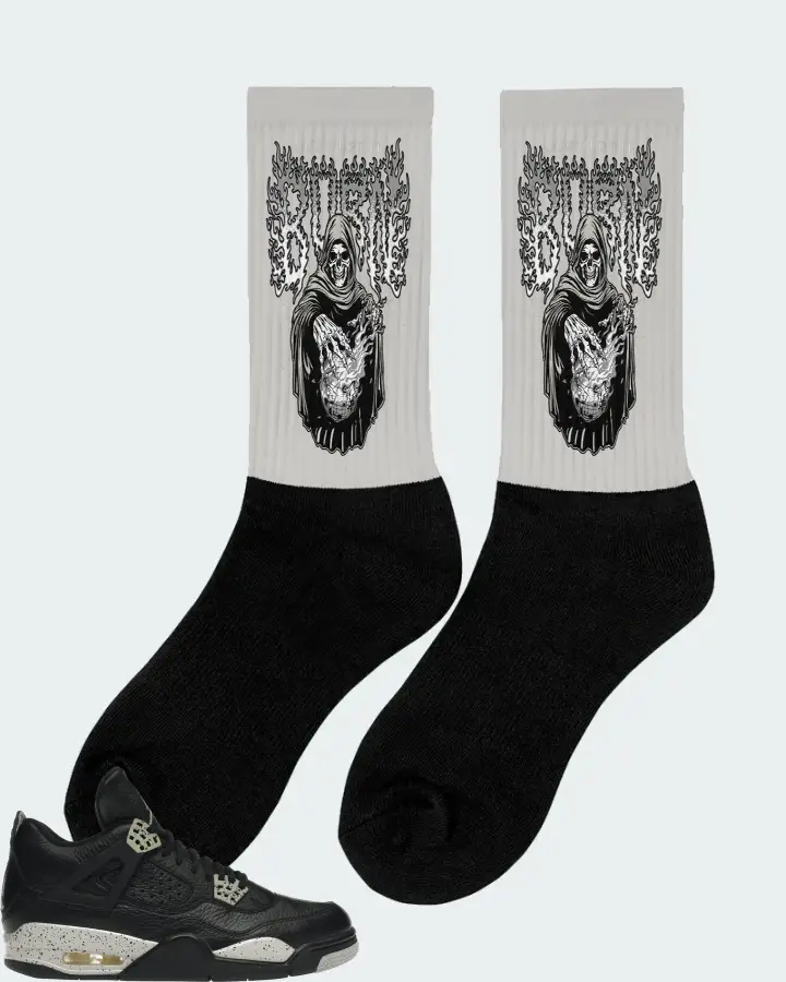Jordan 4 Retro Sneaker Matching Grey Socks (Just Let It Burn) - View 3