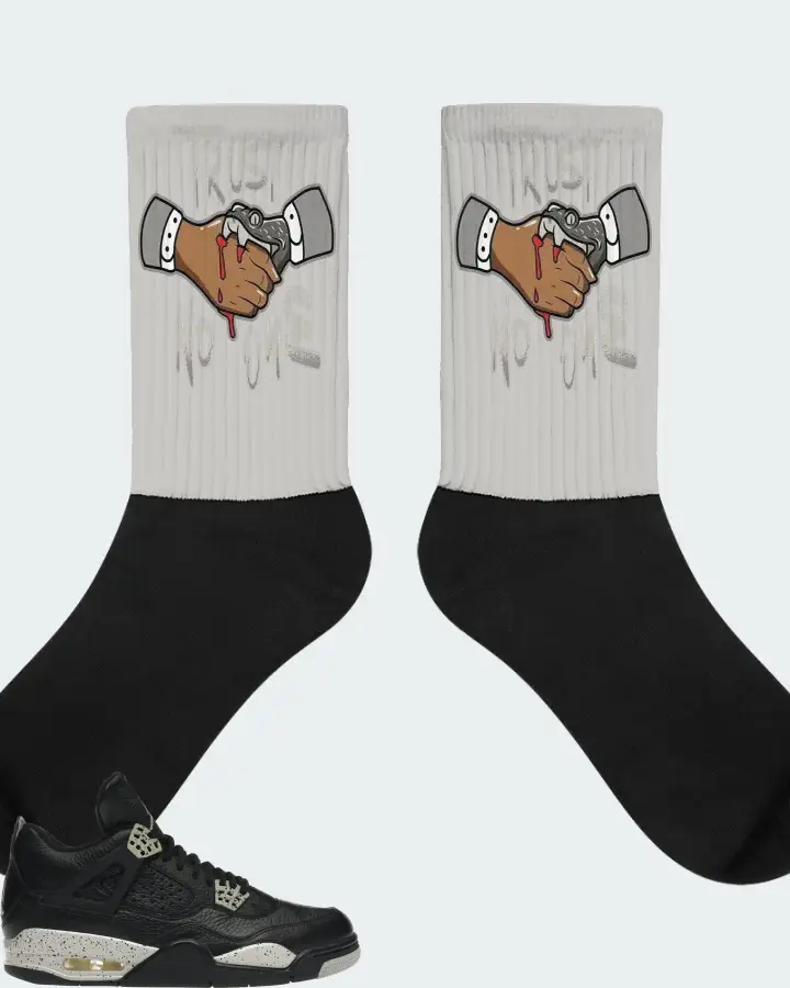 Jordan 4 Retro Sneaker Matching Grey Socks - Trust No One