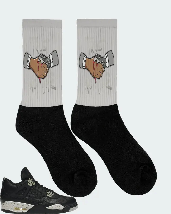 Jordan 4 Retro Sneaker Matching Grey Socks (Trust No One) - View 2