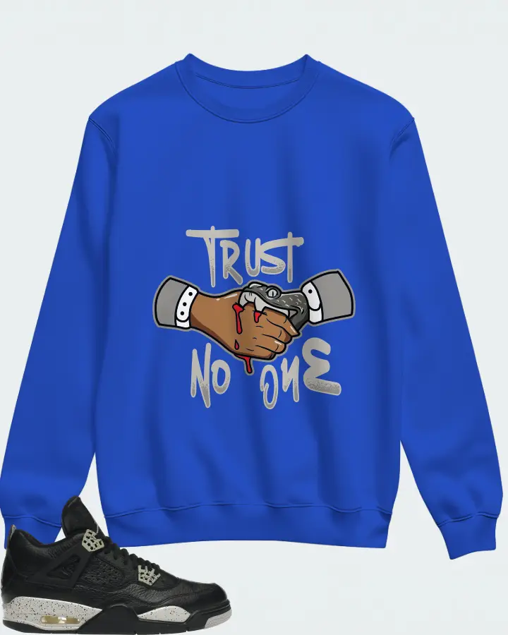 Jordan 4 Retro Sneaker Matching Royal Blue Sweatshirt - Trust No One