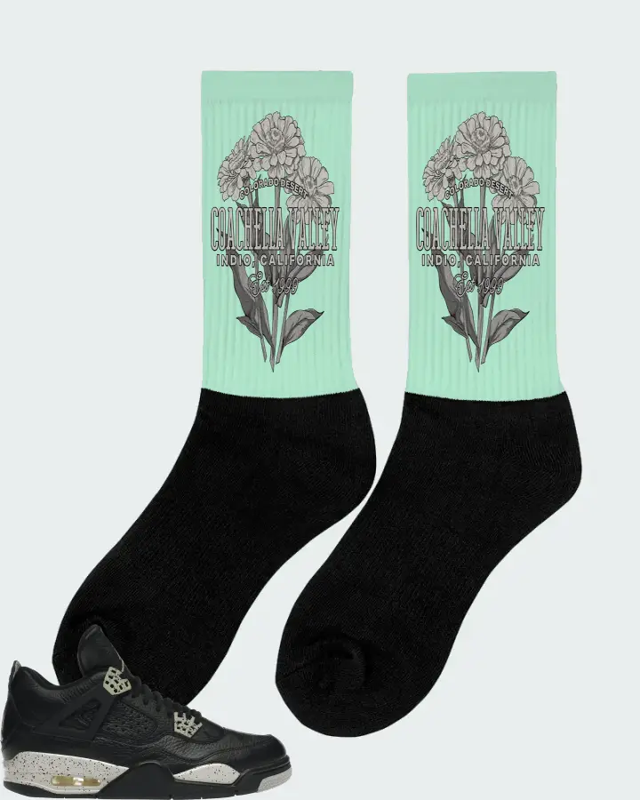 Jordan 4 Retro Sneaker Matching Mint Socks (Coachella Valley) - View 3