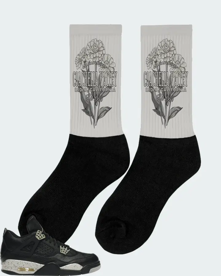 Jordan 4 Retro Sneaker Matching Grey Socks (Coachella Valley) - View 3
