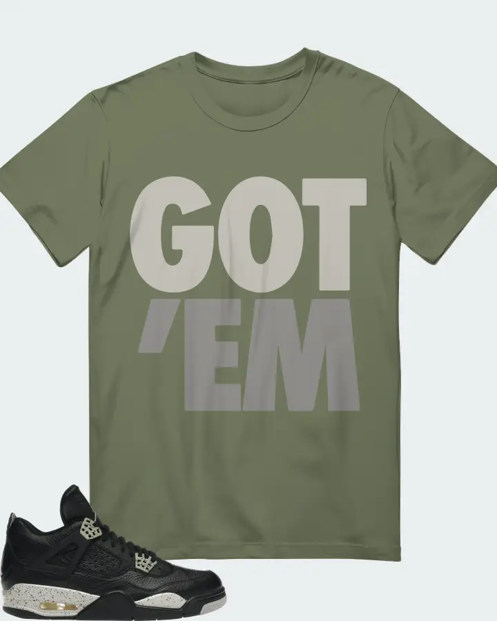 Jordan 4 Retro Sneaker Matching Olive T-Shirt - Got Em