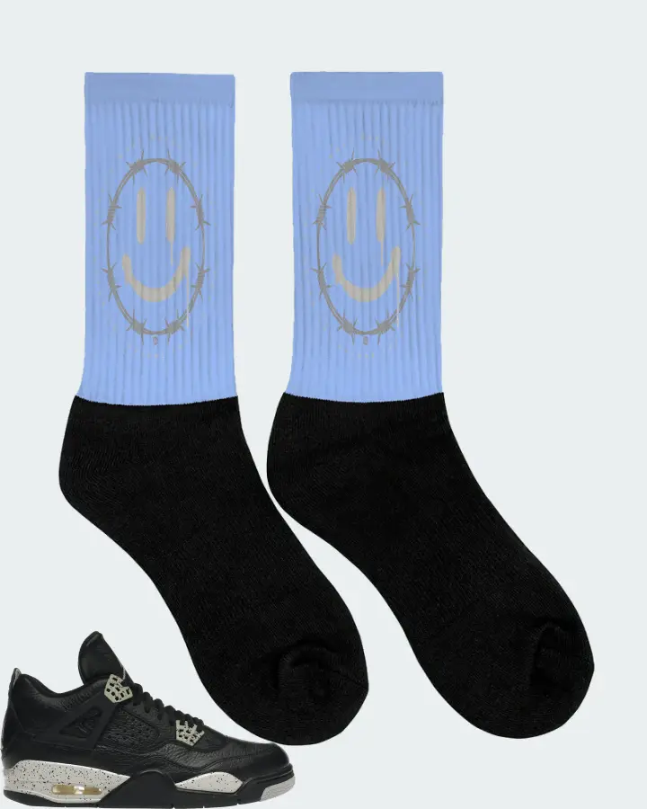 Jordan 4 Retro Sneaker Matching Carolina Blue Socks (PROTECT) - View 2