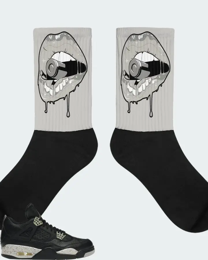 Jordan 4 Retro Sneaker Matching Grey Socks - Kiss of Death