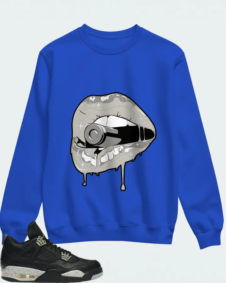 Jordan 4 Retro Sneaker Matching Royal Blue Sweatshirt - Kiss of Death