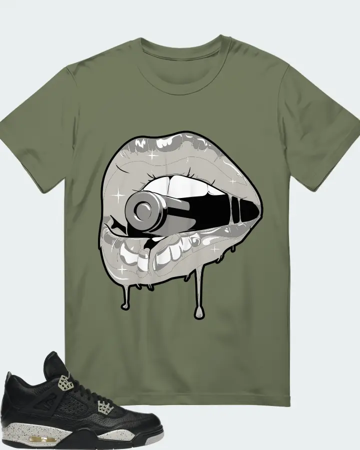 Jordan 4 Retro Sneaker Matching Olive T-Shirt - Kiss of Death