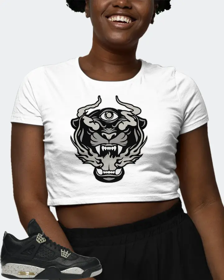 Jordan 4 Retro Sneaker Matching White Crop Top (The Beast) - View 3