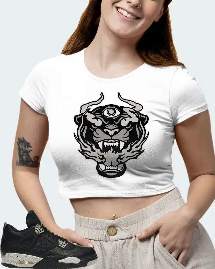 Jordan 4 Retro Sneaker Matching White Crop Top (The Beast) - View 7