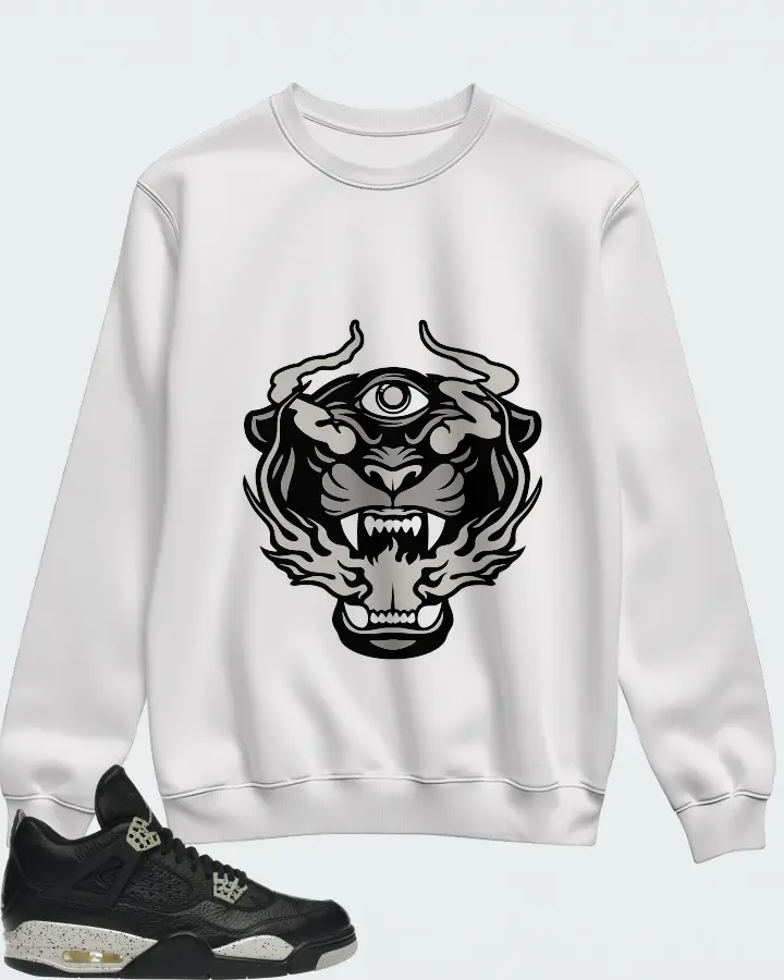 Jordan 4 Retro Sneaker Matching White Sweatshirt (The Beast) - View 1