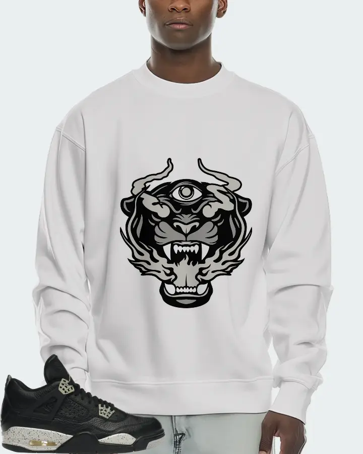 Jordan 4 Retro Sneaker Matching White Sweatshirt (The Beast) - View 2