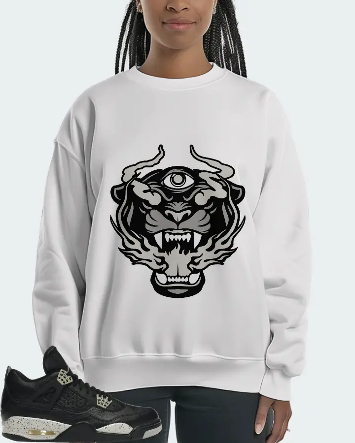 Jordan 4 Retro Sneaker Matching White Sweatshirt (The Beast) - View 3