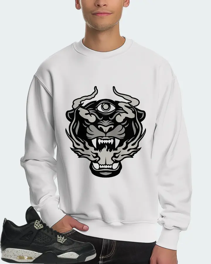 Jordan 4 Retro Sneaker Matching White Sweatshirt (The Beast) - View 4