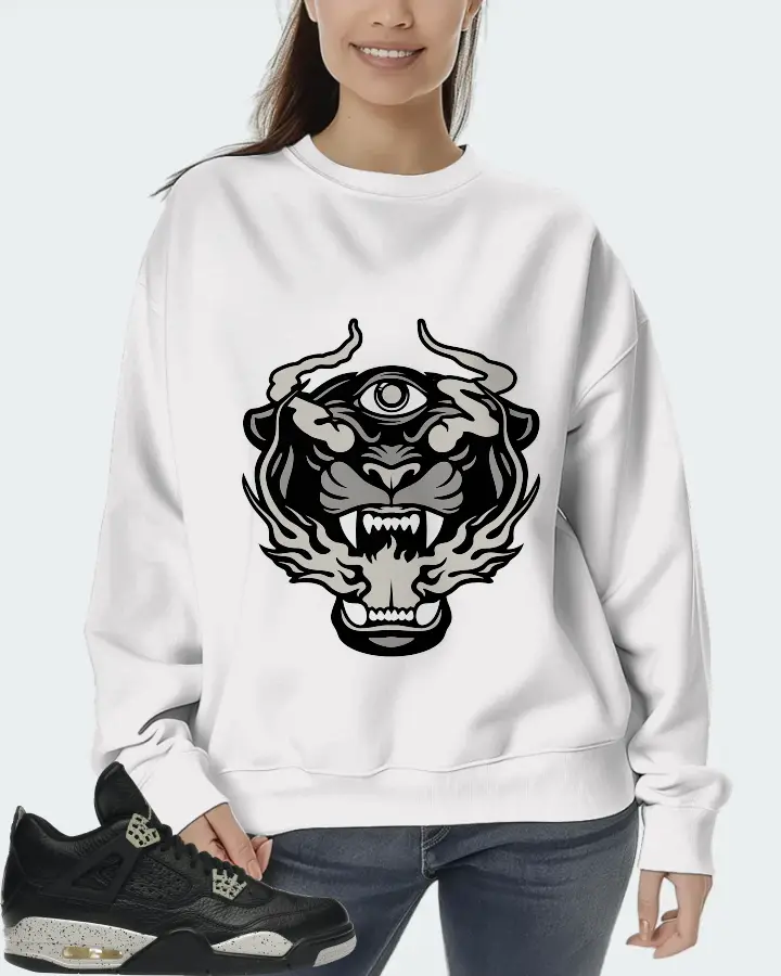 Jordan 4 Retro Sneaker Matching White Sweatshirt (The Beast) - View 5