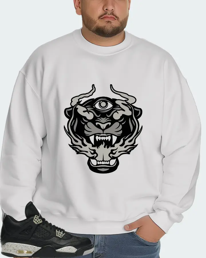 Jordan 4 Retro Sneaker Matching White Sweatshirt (The Beast) - View 6