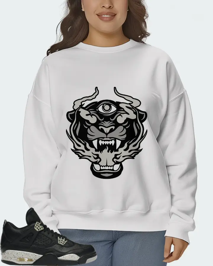 Jordan 4 Retro Sneaker Matching White Sweatshirt (The Beast) - View 7