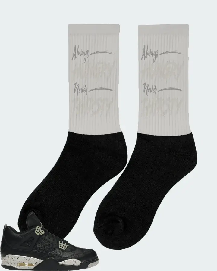 Jordan 4 Retro Sneaker Matching Grey Socks (Always HUNGRY Never THIRSTY) - View 3