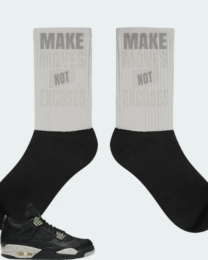 Jordan 4 Retro Sneaker Matching Grey Socks - Make Moves Not Excuses
