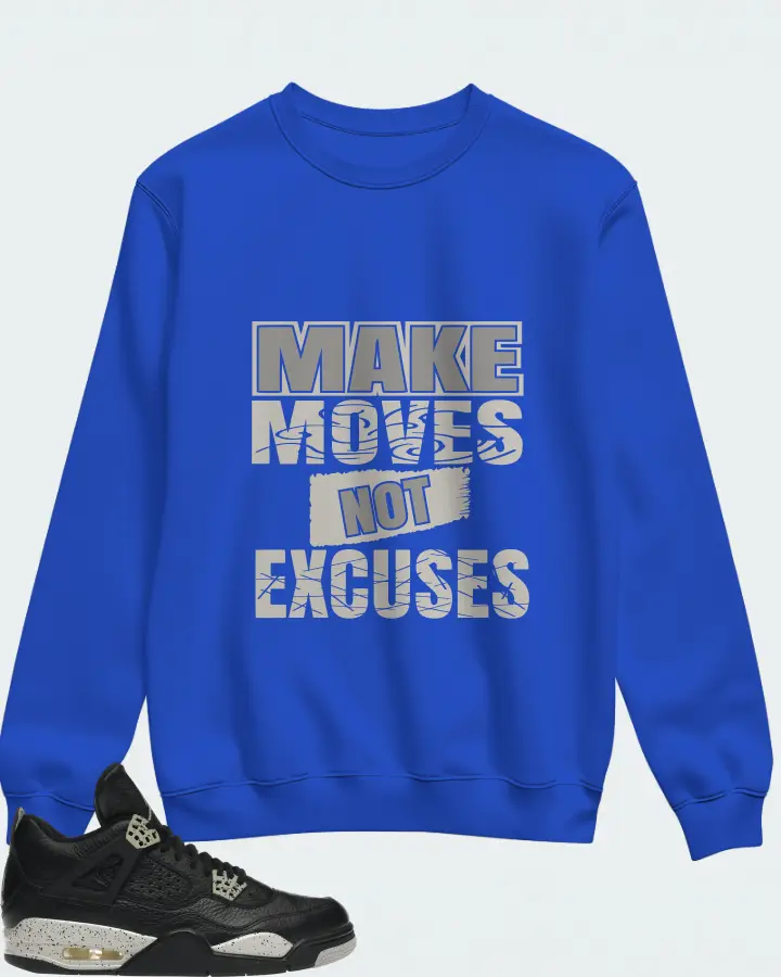 Jordan 4 Retro Sneaker Matching Royal Blue Sweatshirt - Make Moves Not Excuses