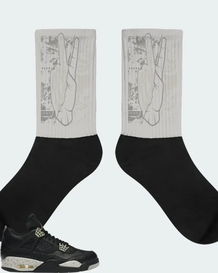 Jordan 4 Retro Sneaker Matching Grey Socks - Peace of mind
