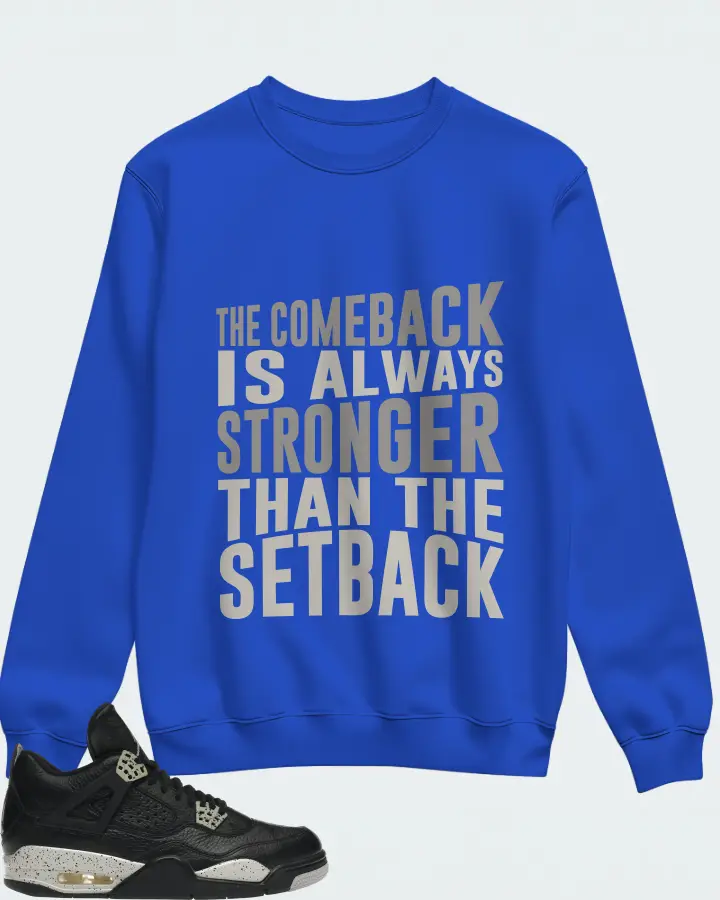 Jordan 4 Retro Sneaker Matching Royal Blue Sweatshirt - The Comeback