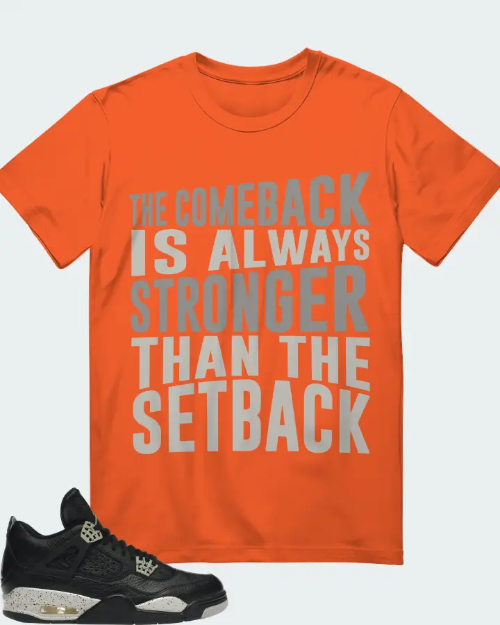 Jordan 4 Retro Sneaker Matching Orange Gildan T-Shirt - The Comeback