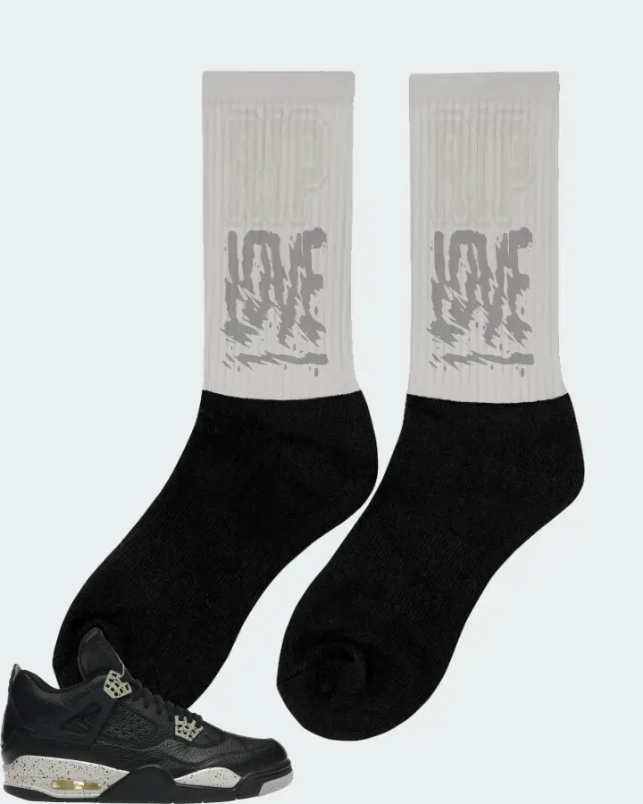 Jordan 4 Retro Sneaker Matching Grey Socks (RIP Love) - View 3