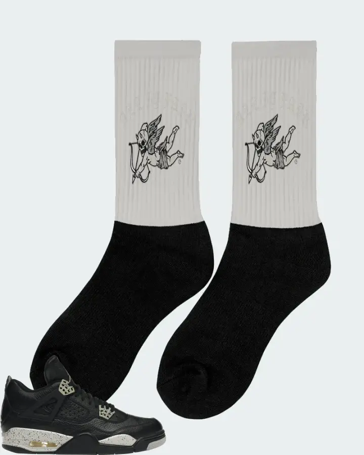 Jordan 4 Retro Sneaker Matching Grey Socks (All Is Fair) - View 3
