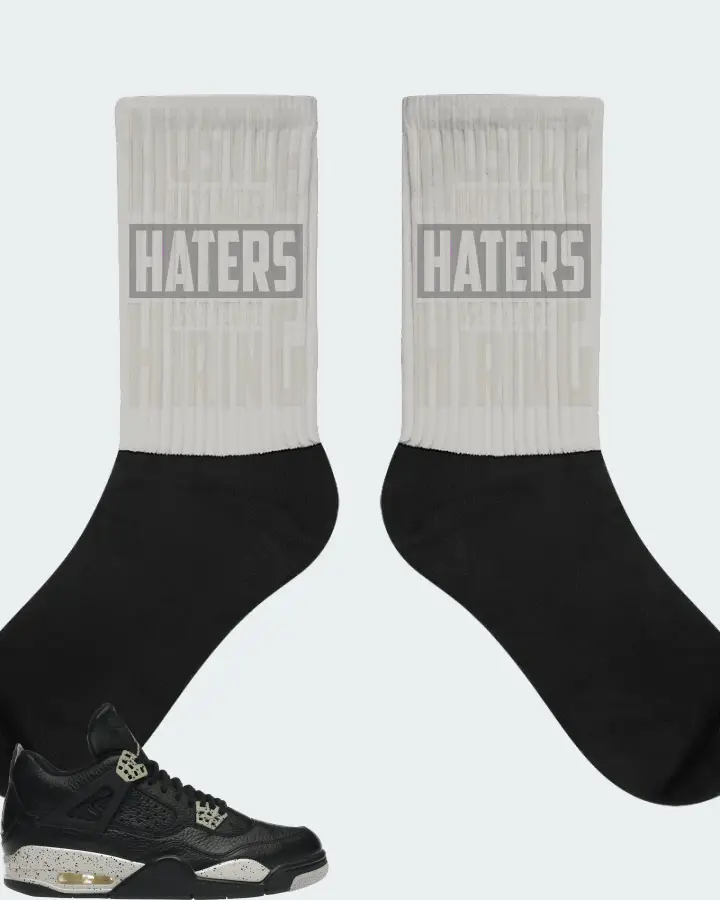 Jordan 4 Retro Sneaker Matching Grey Socks - HUSTLE UNTIL YOUR HATERS