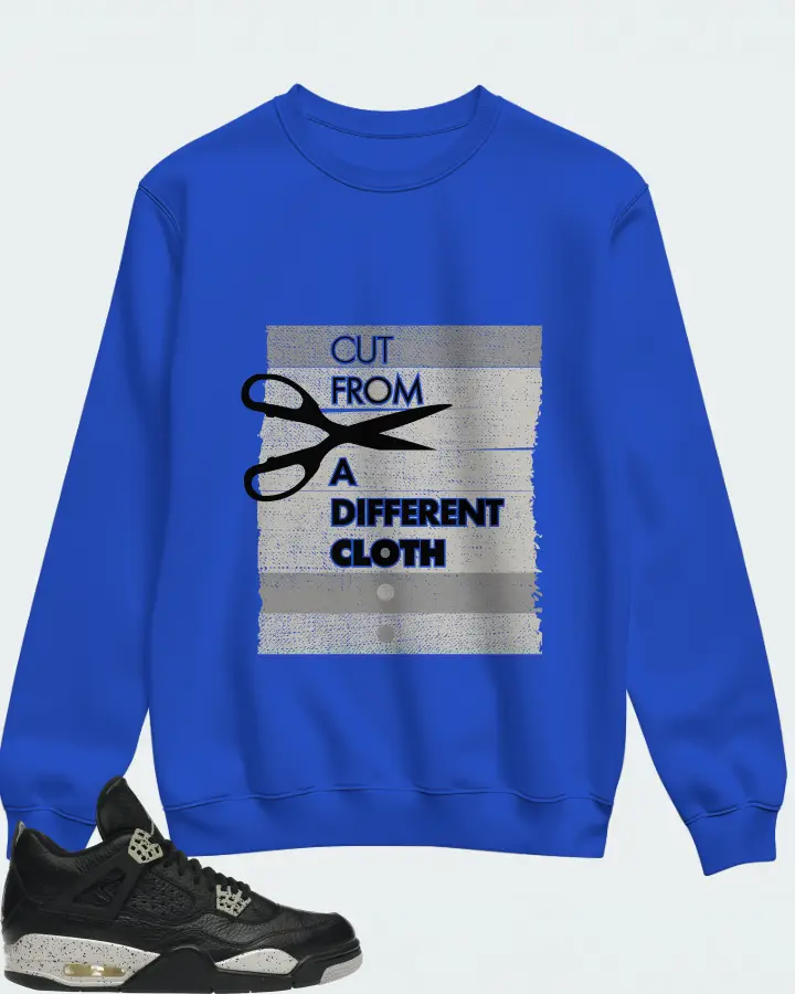 Jordan 4 Retro Sneaker Matching Royal Blue Sweatshirt - Cut From a Different Cloth