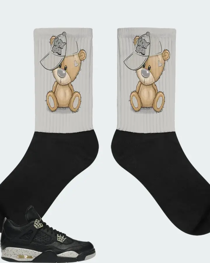 Jordan 4 Retro Sneaker Matching Grey Socks - LOW KEY BEAR