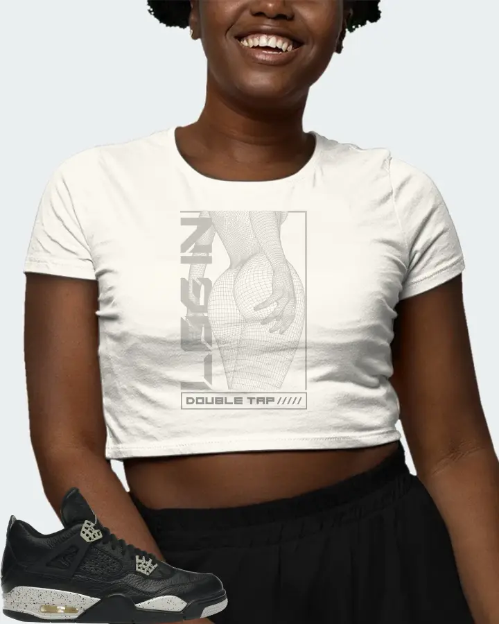 Jordan 4 Retro Sneaker Matching Ecru White Crop Top (LOGIN) - View 3