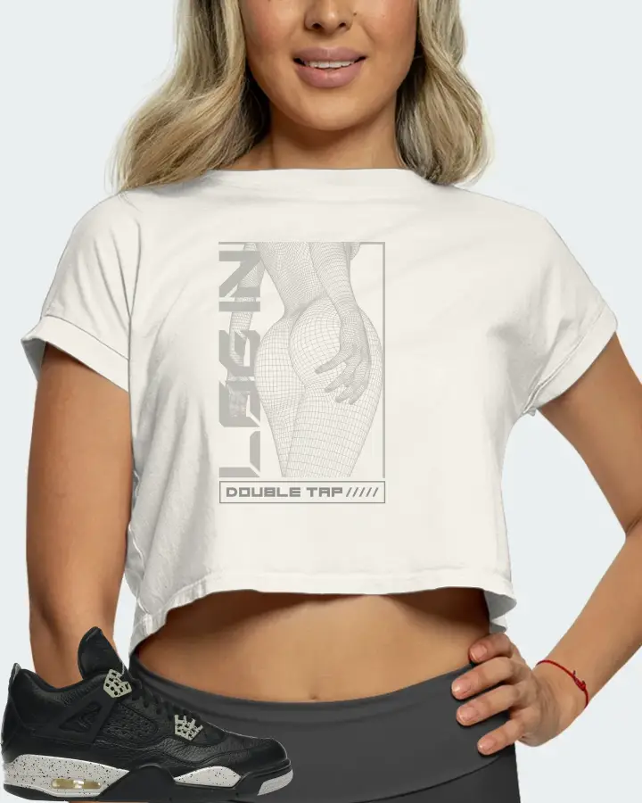 Jordan 4 Retro Sneaker Matching Ecru White Crop Top (LOGIN) - View 5