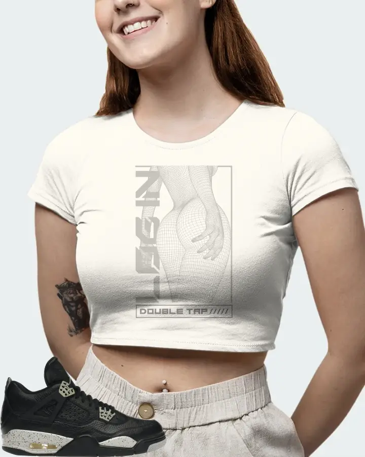 Jordan 4 Retro Sneaker Matching Ecru White Crop Top (LOGIN) - View 6