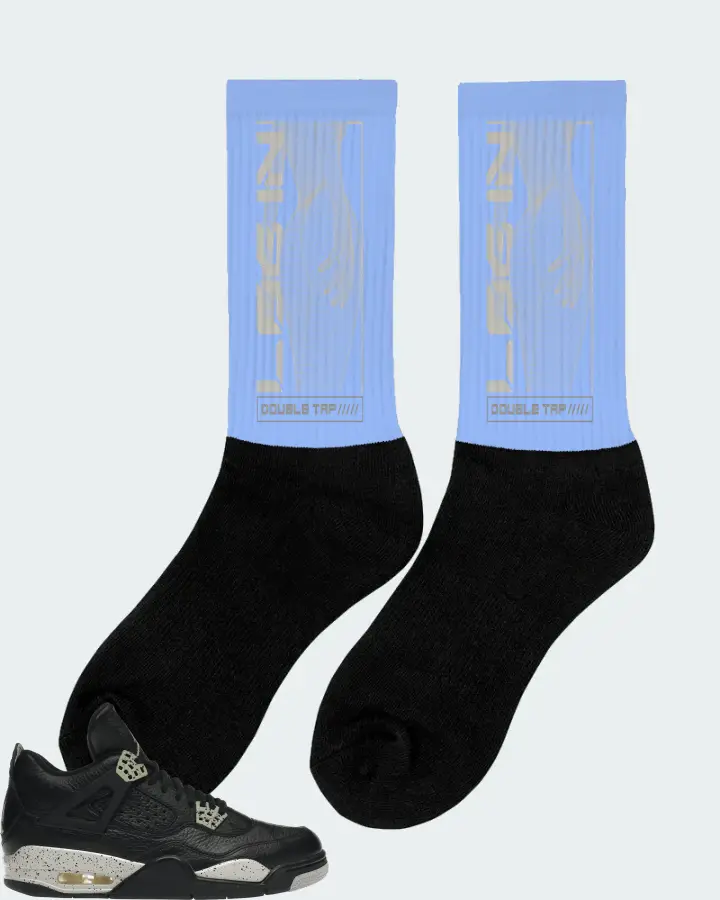 Jordan 4 Retro Sneaker Matching Carolina Blue Socks (LOGIN) - View 3