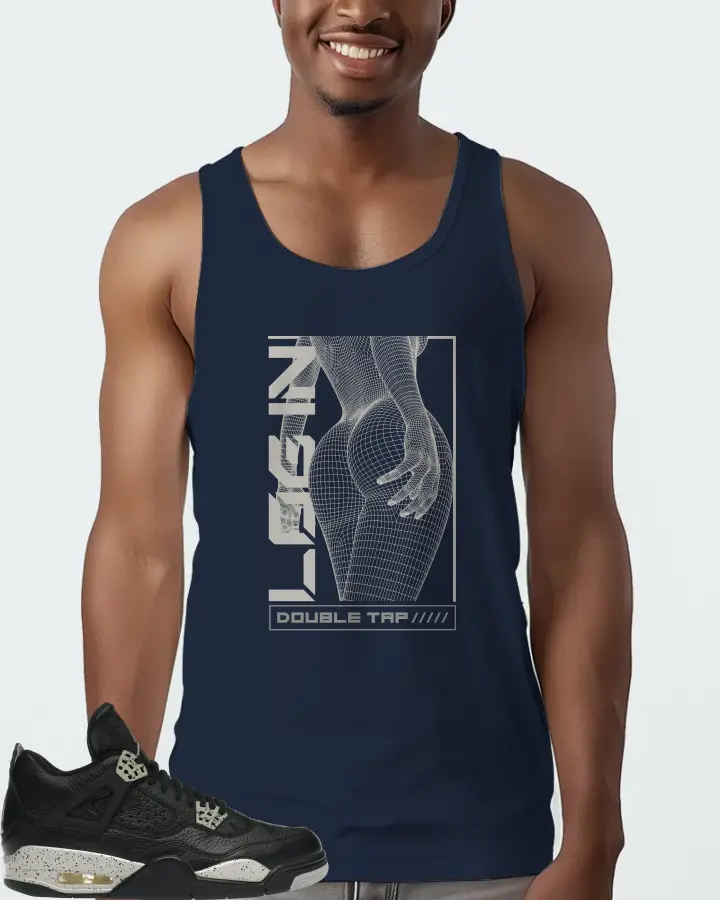 Jordan 4 Retro Sneaker Matching Navy Tank Top (LOGIN) - View 2