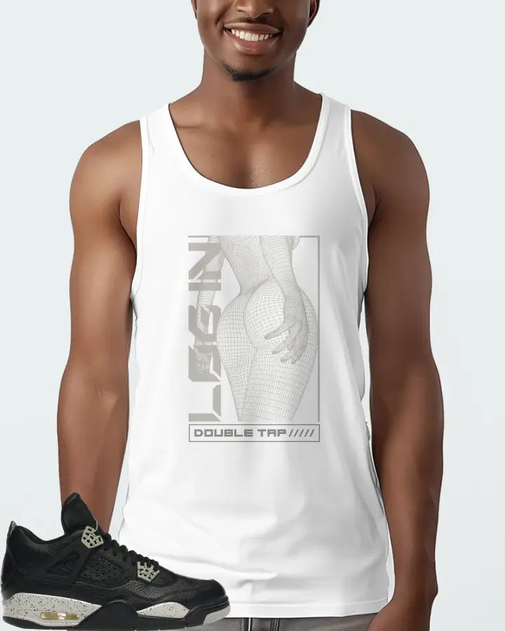 Jordan 4 Retro Sneaker Matching White Tank Top (LOGIN) - View 2